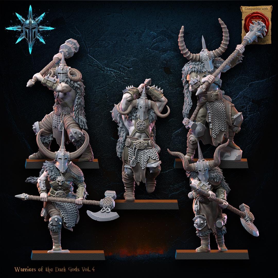 3D Printed Heavy Weapon Chaos Barbarian Regiment x10 by Lost Kingdom Miniatures