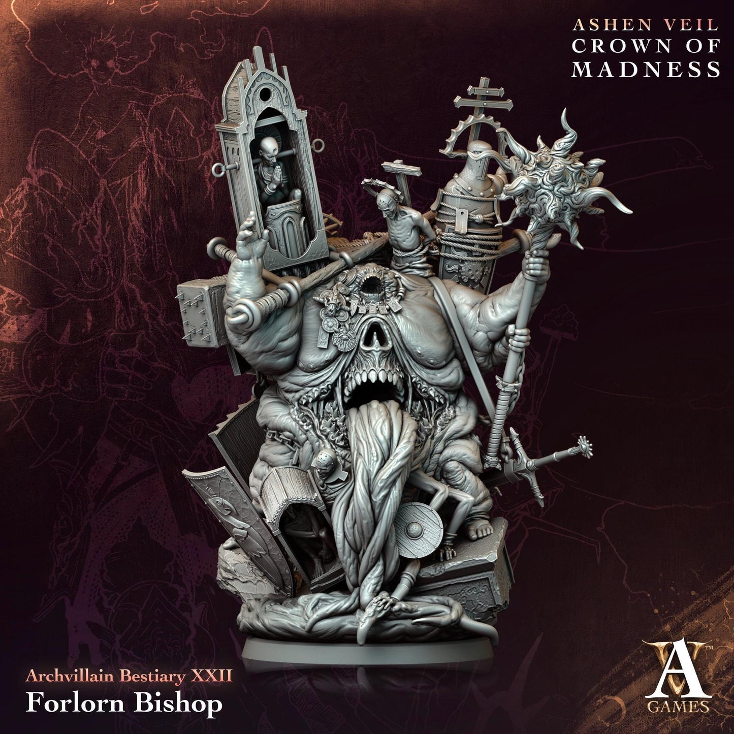 3D Printed Forlorn Bishop by Archvillain Games
