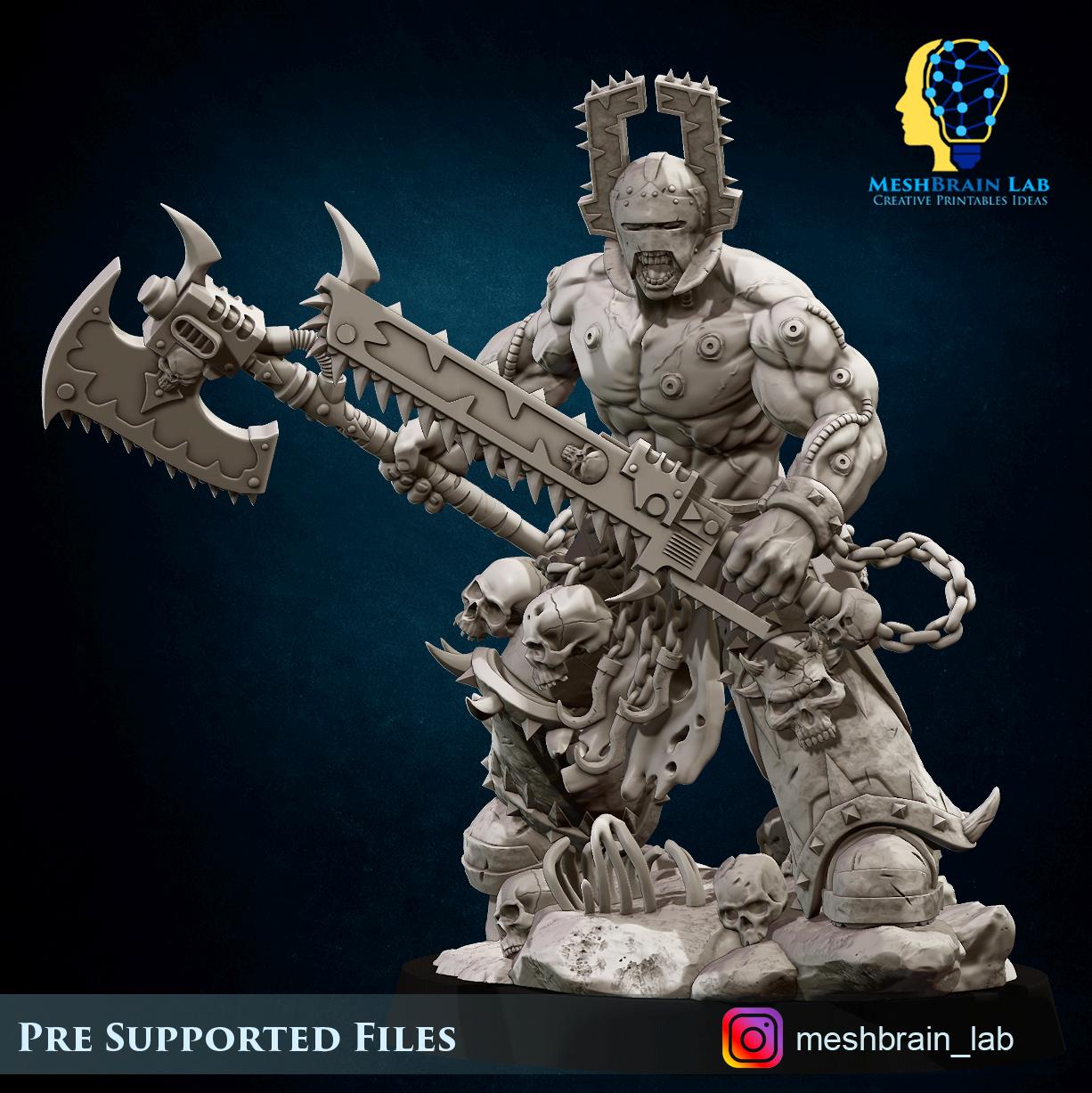 3d Printed Doom Marine Berserker Champion By Meshbrain Labs Miniatures
