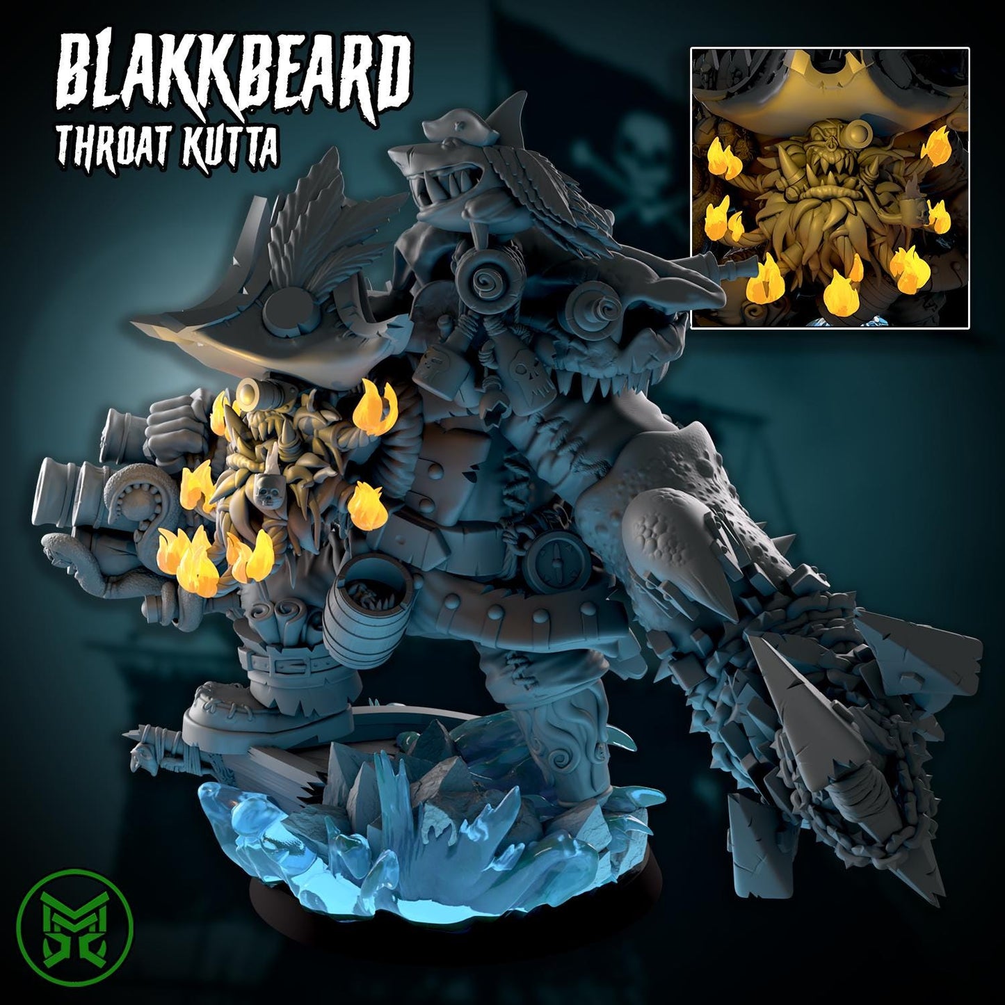 3d Printed Blakk Beard Throat Kutta by Mekka Miniatures