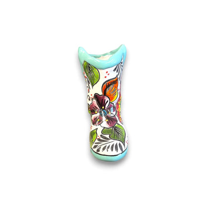 Small Hand-Painted Talavera Mexican Boot Flower Pot | Talavera Planter