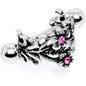 16G 1/2 Pink Gem Double Daisy Flower Cuff Cartilage Earring