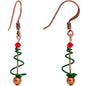 Copper Green Wire Christmas Tree Fishhook Earrings