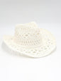 Modern hollow cowboy hat, hand-knitted straw hat, jazz hat with raised brim