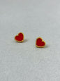Sweet red peach heart simple earrings