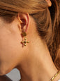 French retro palace style stainless steel natural stone cross necklace/earrings