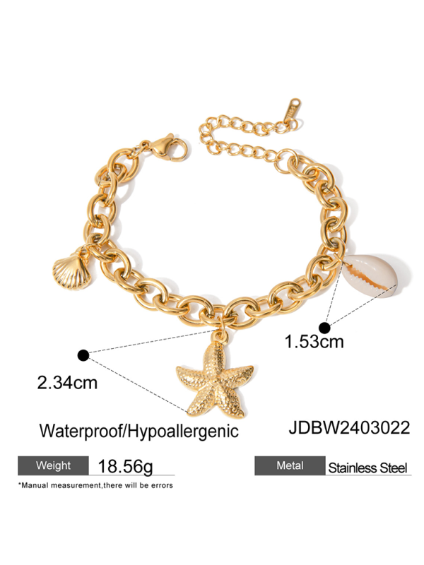Modern beach style ocean starfish pearl shell conch bracelet jewelry