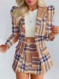Printed princess sleeve commuter slim skirt suit Modern style