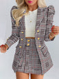 Printed princess sleeve commuter slim skirt suit Modern style