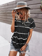 Round Neck T-Shirt Positioning Flower Short Sleeve Ladies