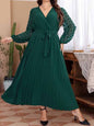 Modern large size elastic waist jacquard patchwork dress