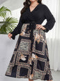 Modern style plus size women's temperament age reduction simple tie print dress