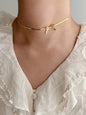 Niche basic snake bone chain bow fresh and sweet necklace earrings
