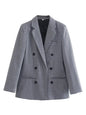 Women's Plaid Blazer Jacket - Cotton Blend - Multiple Colors