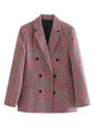 Women's Plaid Blazer Jacket - Cotton Blend - Multiple Colors