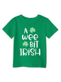Modern style green clover printed loose pullover short-sleeved T-shirt for boys and girls