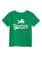 Modern style green clover printed loose pullover short-sleeved T-shirt for boys and girls
