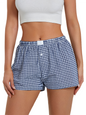 High Waist Wide Leg Plaid Shorts - Vintage Casual Summer Shorts