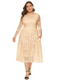 Plus size women's new evening dress bridesmaid dress lace pocket dress