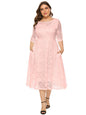 Plus size women's new evening dress bridesmaid dress lace pocket dress