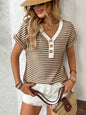 Modern arrival ladies' knitted V-neck button-down short sleeves