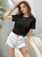 Round Neck Loose Fit Short Sleeve Cotton Women's T-Shirt