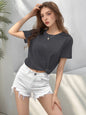 Round Neck Loose Fit Short Sleeve Cotton Women's T-Shirt