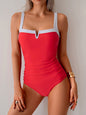 Women's Contrast Color One-Piece Swimsuit - High Elasticity