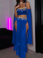 Sexy tassel pole dance fun suit belly dance sequin lace hot set