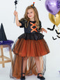 Halloween Girls Witch Tulle Dress Costume Set - Kids Party Outfit