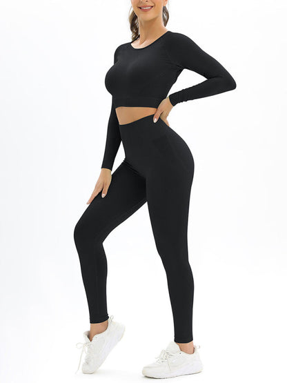Women's Seamless Athletic Set - Long Sleeve Top & Leggings