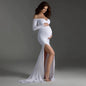 Maternity Dress - One Shoulder V-Neck Long Sleeve Maxi Dress