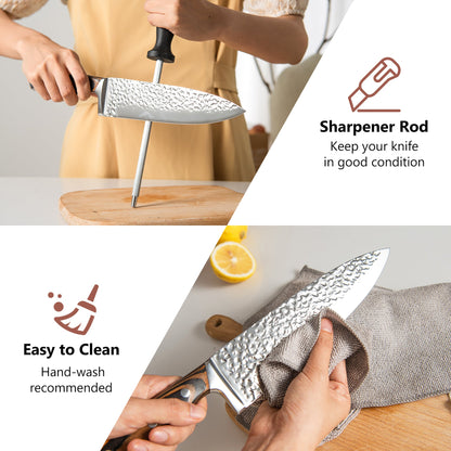 15 Pieces Stainless Steel Knife Block Set with Ergonomic Handle