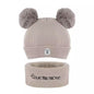Infant Baby Winter Warm Knit Bobble Beanie Hat with Scarf Set