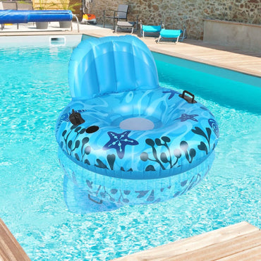 Inflatable Lounger Pool Float with Rubber Handle and Drink Holder