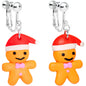 Silver Plated Holiday Gingerbread Santa Clip On Earrings