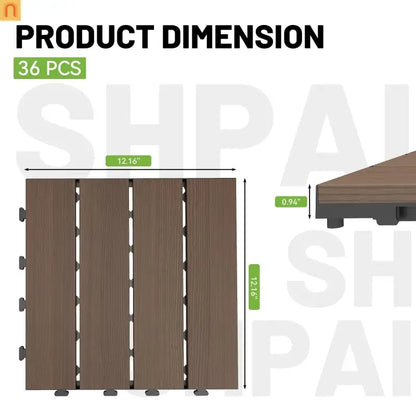 Outdoor Deck Tiles HDPE 12x12" Interlocking 36 Piece