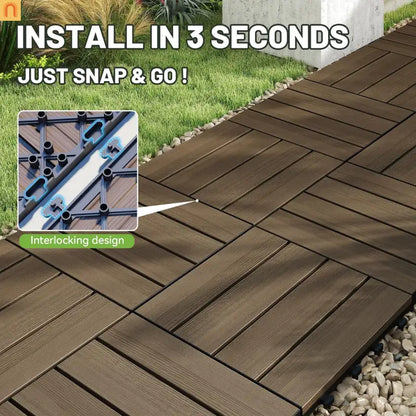 Outdoor Deck Tiles HDPE 12x12" Interlocking 36 Piece