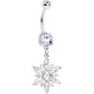 Clear Gem Snowflake Burst Dangle Belly Ring