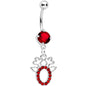 Red Gem Encrusted Christmas Reindeer Dangle Belly Ring