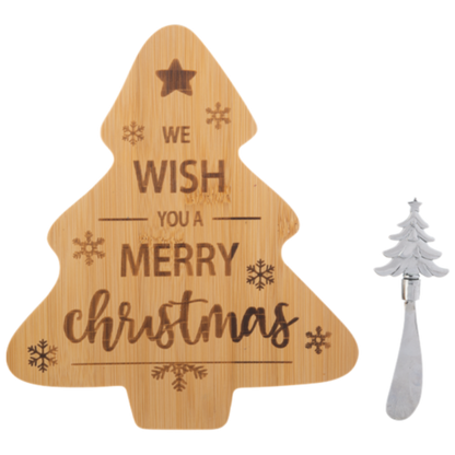 Evergreen Christmas Tree Serving Board with Spreader