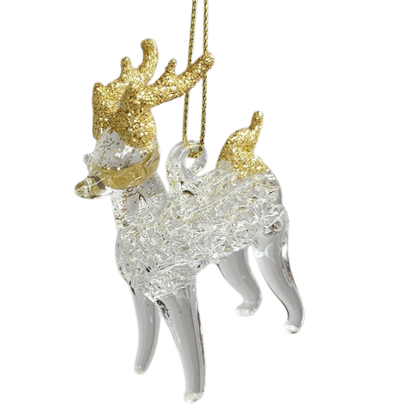Spunglass Ornament - Gold Reindeer
