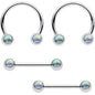 14G Mermaid Scale Horseshoe Barbell Nipple Ring Set of 4