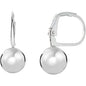 Italian Sterling Silver 6mm Leverback Ball Earrings