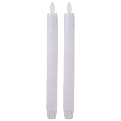 White LED Resin - 2 Piece Taper Candle Set