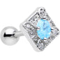 16G 1/4 Clear Aqua Gem Rococo Rhombus Tragus Cartilage Earring
