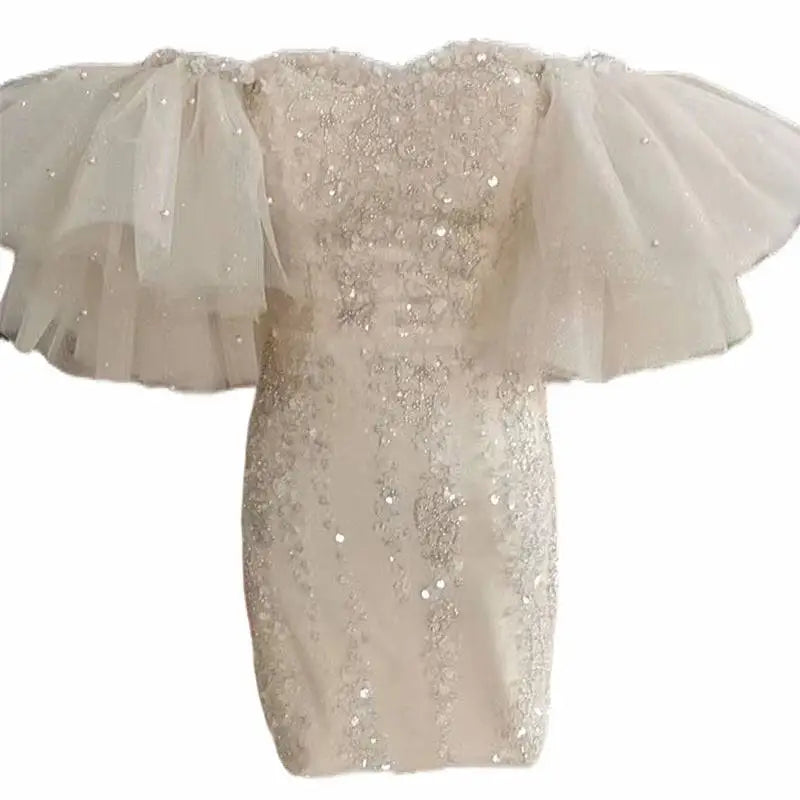 Ivory Lace Cinched Waist Miniskirt Fairy Dress