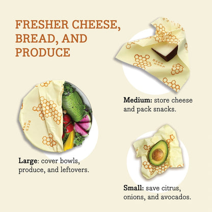 Meadow Magic Plant Based Bee's Wrap Food Wrap - Assorted Wrap 3 Pack