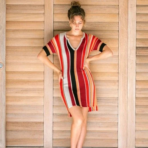Ixchel Multi-Stripe Tunic Knit Dress