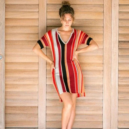 Ixchel Multi-Stripe Tunic Knit Dress